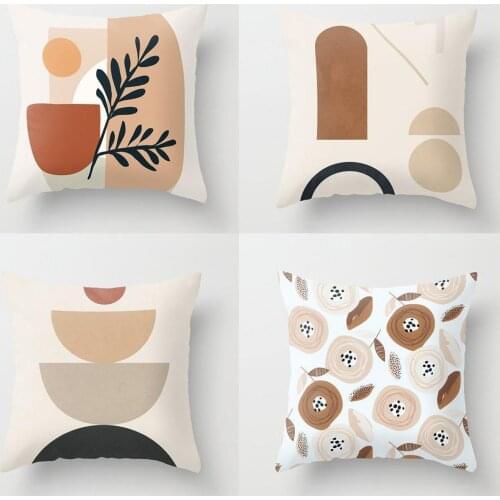 45*45cm Mid Century Pattern Throw Pillow Case Geometry Abstract Cushion Covers Home Sofa Chair Decorative Pillowcases