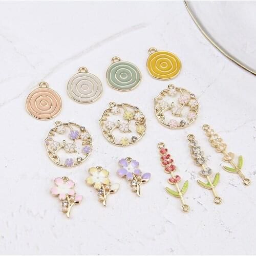 DIY Handicraft Accessories Alloy Drop Oil Insert Drill Small Flowers, Grass Rings, Earrings Material