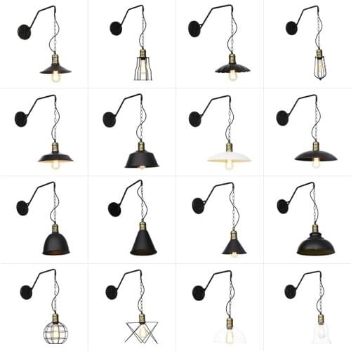 American Style Rural Loft Coffee Shop Individual Creativity Iron Chain Art Single Head Glass Lamp Shade Bedroom Wall Lamp