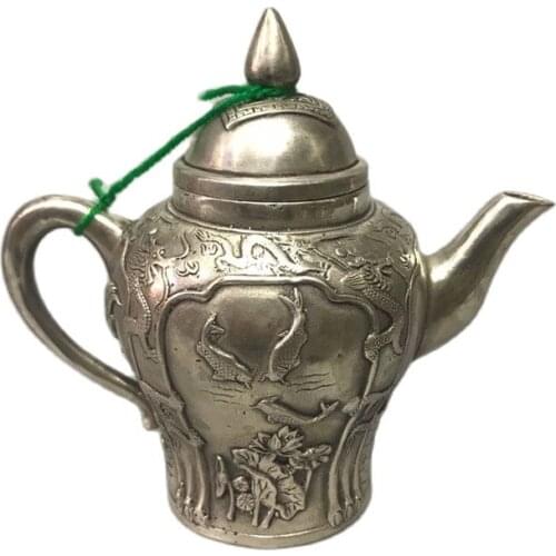 Antique copper, white copper fish pot, ornaments, ornaments, home decoration collection