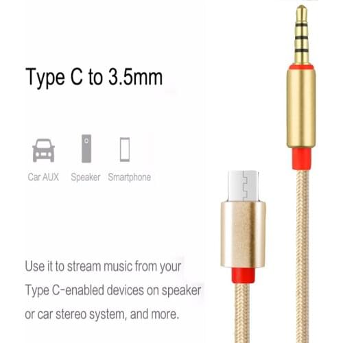 BAAQII 1M Type-c to 3.5mm Male AUX Audio Cable for Car Audio Headphone Cable Low Loss High Sound Quality Durable CE1813-CE1816