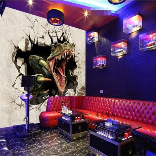 Beibehang custom wallpaper modern painting background photography beast dinosaur mouth claws restaurant hotel bedroom