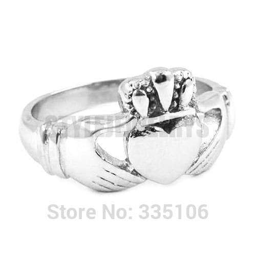 Free shipping Claddagh Style Hand to Hold a Heart with Crown Ring Stainless Steel Jewelry Celtic Knot Biker Wedding Ring SWR0312