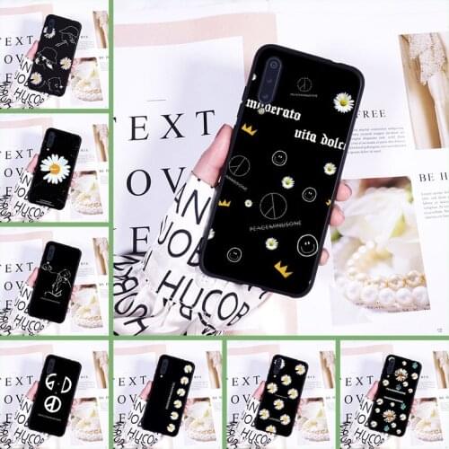Phone Case For Xiaomi Mi 9 SE 9T PRO Soft Silicone Daisy Flower Black Cool White Floral Back Cover For Xiaomi Mi A3 8 PRO