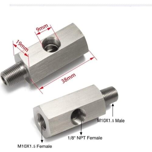 M10*1.5 Thread Stainless steel 1/8'' BSPT Oil Pressure Sensor Tee to NPT Adapter Accessories Turbo Feed Line Gauge pipeline