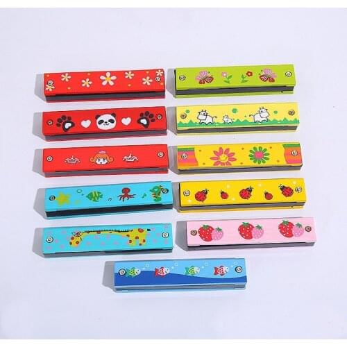 Early Education Kids Wooden Cartoon Harmonica Toys Double-Row Enlightenment Musical Instruments Interest Development