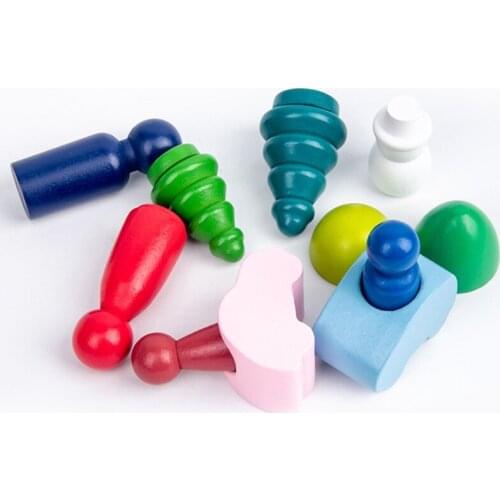 Baby Children Wooden Rainbow House Stacking Game Building Block Gifts Kids Creative Educational Montessori Toys