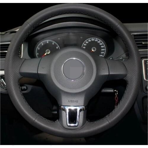 DIY Black Faux Leather Car Steering Wheel Cover For Volkswagen Golf 6 Mk6 VW Polo MK5 2010 2011 2012 2013