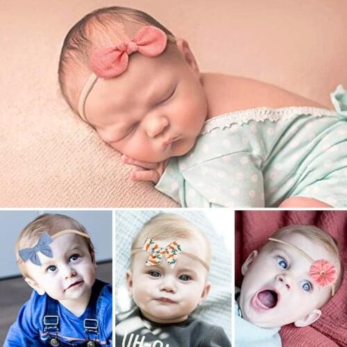 Simulation Flower Bowknot Baby Hair Accessories Newborn Photo Dress Up Hairband One-year-old Childrens Nylon Headdress