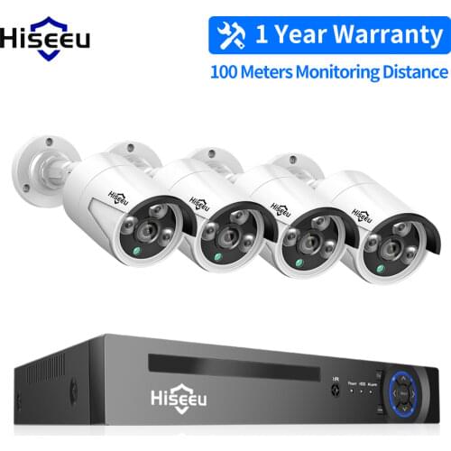 Hiseeu 5MP 3MP 8CH POE NVR Recorder CCTV IP Security Surveillance Camera POE System Outdoor House Home Waterproof Kit