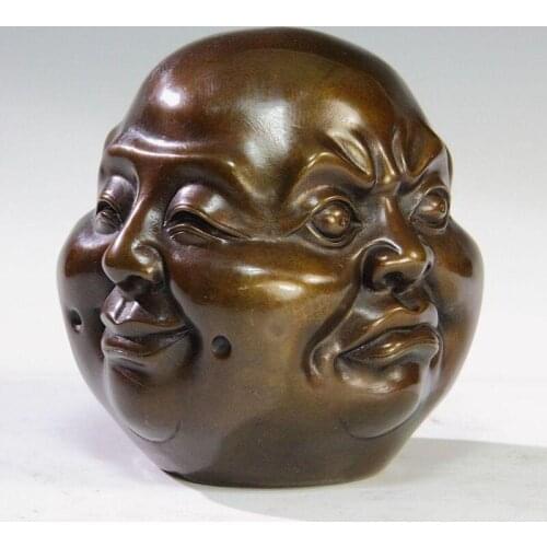 Chinese tibet brass 4 faces buddha head statue copper 5-12CM Art BRASS Decoration Crafts Brass