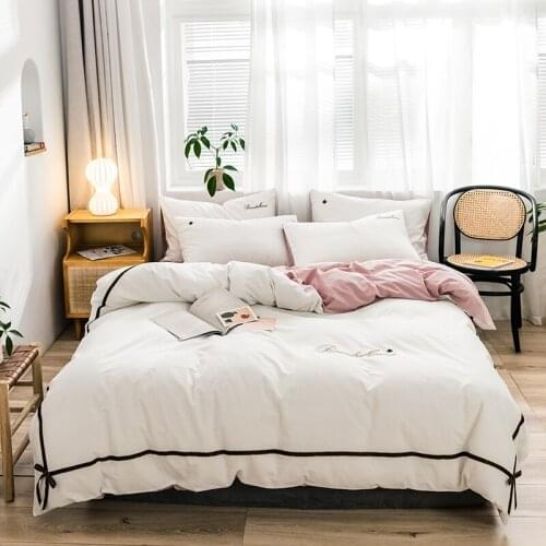 Queen Size Bedding Sets Cotton Fitted Sheet Simple Modern Luxury Home Bedding Sets Nordic Juego De Cama Household Goods DG50BS