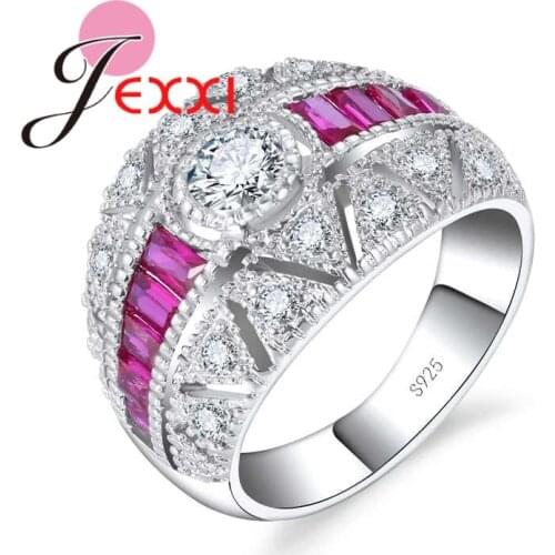 Fashion 925 Sterling Silver Ring With Mixed Cubic Zircon Wedding Engagement Bands Rings For Women Bridal Anillos Jewelry