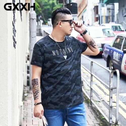 GXXH Men T Shirt Military Camouflage Letter Plus Size Mens T-shirt Big Size Large 6XL 7XL Summer Short Sleeves Oversizer Tshirt