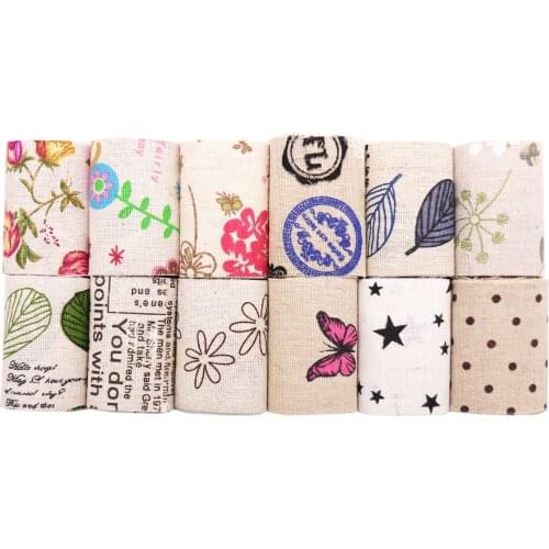 1Roll 2m Funny Patterns Cotton Linen Fabric Quilting Patchwork for Sewing Dolls Pillow Case Crafts Accessory Craft Burlap