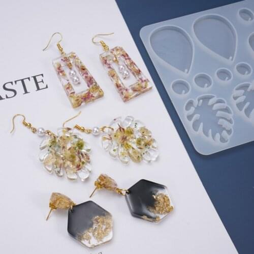 New Charm Resin Jewelry Molds Silicone Mold Holiday Earring Round Leaves Water Drop Pendant Mold UV Resin Mold Earring Making