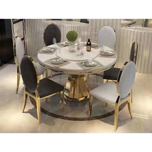 Modern Style table metal Luxury round dining table set wxgdjj01