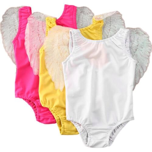 0-4Y Summer Toddler Baby Girls Swimwear Ruffles Short Sleeve Solid Wings Swimwear 3 Colors