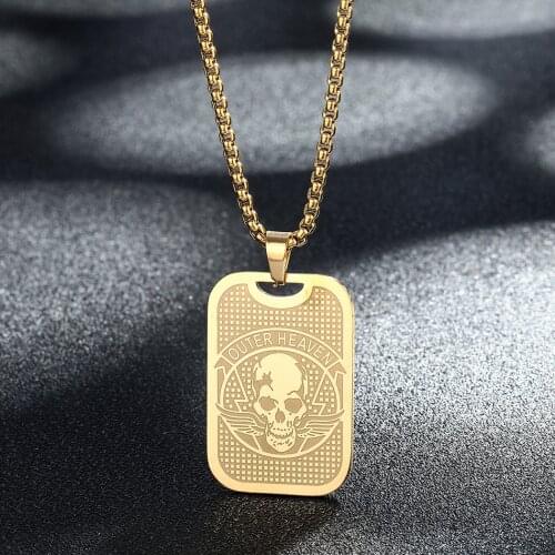 Stainless Steel Skull Pendant Necklace For Men Jewelry Street Style Human Skeleton Charm Vintage Punk Necklace Boys Gift