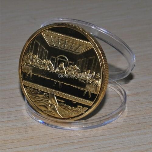 1 Oz Gold Plated Coin Jesus Christ Da Vinci Last Supper God Christian UK Coin, free shipping 100pcs/lot