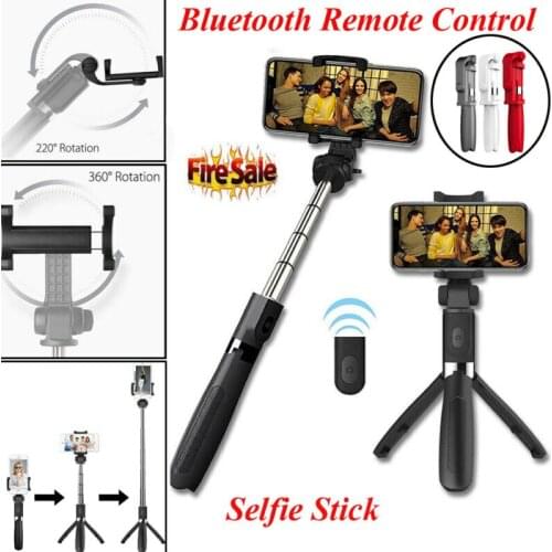 PYMH Extendable Wireless Bluetooth Shutter Remote Selfie Stick Tripod Holder Mount For iPhone Samsung