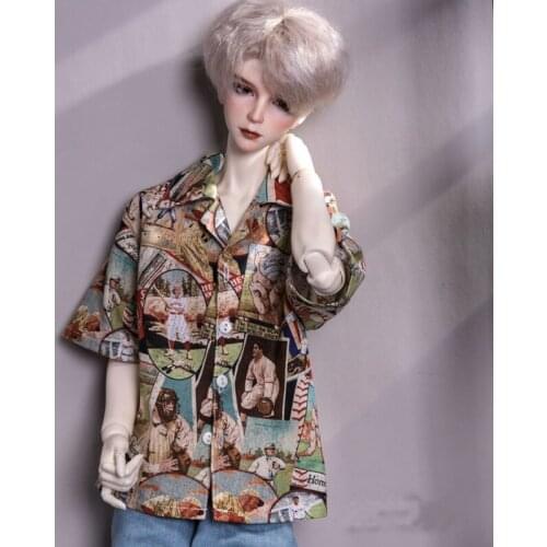 BJD Short Sleeve Retro Shirt for 1/3 1/4 SD13 SD17 Uncle 70cm 17" 24" Tall MSD SD DK DZ AOD DD Doll HEDUOEP Bjd Doll Clothes