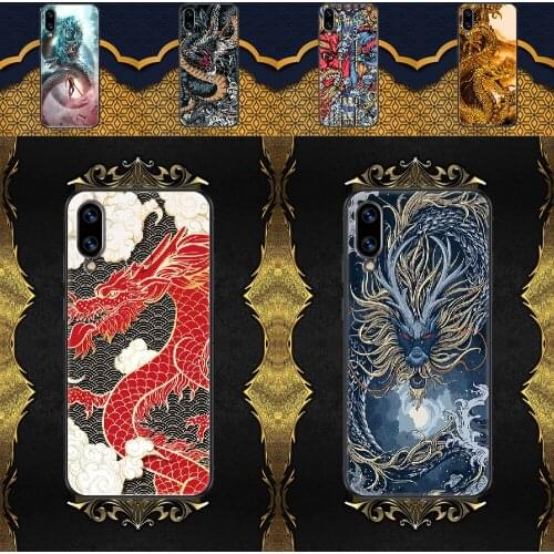 Chinese dragon Cool luxury Phone case For Huawei Honor 6 7 8 9 10 10i 20 A C X Lite Pro Play black painting hoesjes silicone