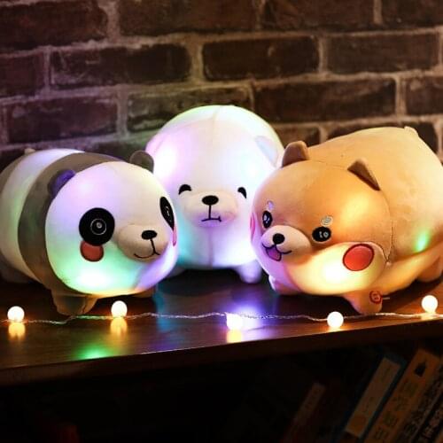 LED Glowing Panda Plush Toy Colorful Light Stuffed Aniamls Luminous Dog Polar Bear Pillow Dolls for Children