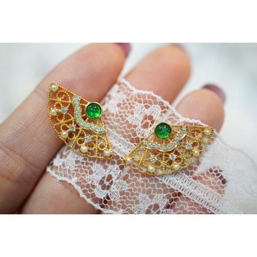 SX412 Solid 18k Gold Nature 0.35ct Green Emerald Earrings for Women Fine Jewelry Birthday Presents