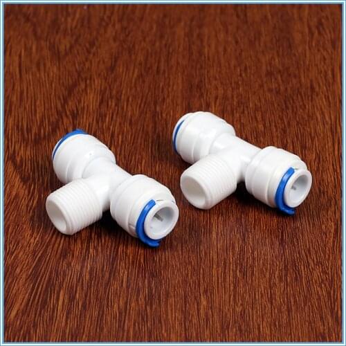 5PCS Reverse Osmosis System Fitting T Shape Tee 3/8" OD Hose To 3/8" BSP Male Thread RO Water Plastic Pipe Quick Connector