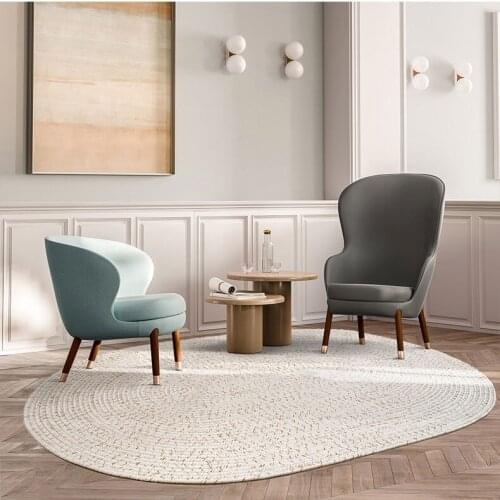 Handmade Knit Oval Carpets Living Room Bedroom Bedside Hallway Rugs Woven Cotton Rug Mat Solid Floor Color Modern Carpets Door