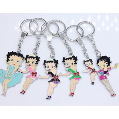 High quality metal does not fade new cute cartoon girl keychain car pendant girl fashion jewelry bag keychain hot key ring