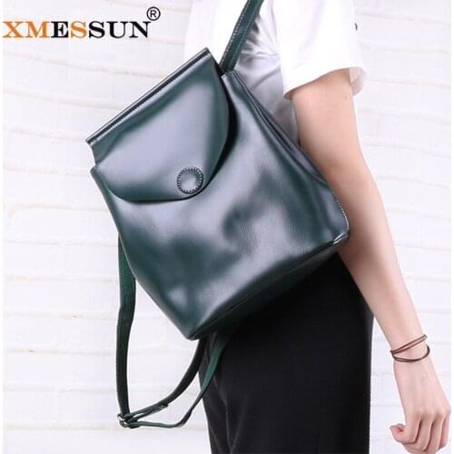 XMESSUN New Genuine Leather Backpack High Quality Tredndy Women Shoulder Bags Womens Computer Bag Cowhide Travel Bag INS K106