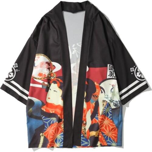 Japanese Kimono Yukata Men Cardgain Women Short Outwear Coat Hyakki 2019 Clarkes World Costumes Summer / Spring Hip Hop Shirt