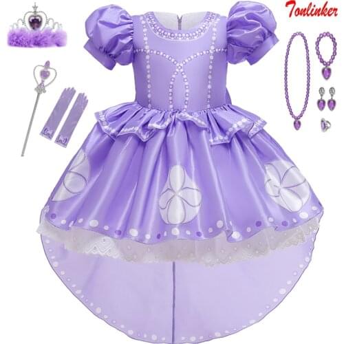 Girls Princess Sofia Dress Cosplay Costume Purple Evening Dress Child Carnival Halloween Party Fancy Dress Kids Fancy Costumes