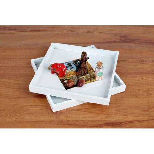 1PC White Wood Tray Food Serving Makeup Storage Fruit Plate Photo Props Modern Household Storage Tray EJL 0920