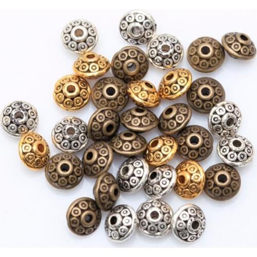 100pcs/lot Antique Metal Silver Spacer Beads For Jewelry Making Fashion DIY Bracelet Handmade Accessories For Jewelry Women Men