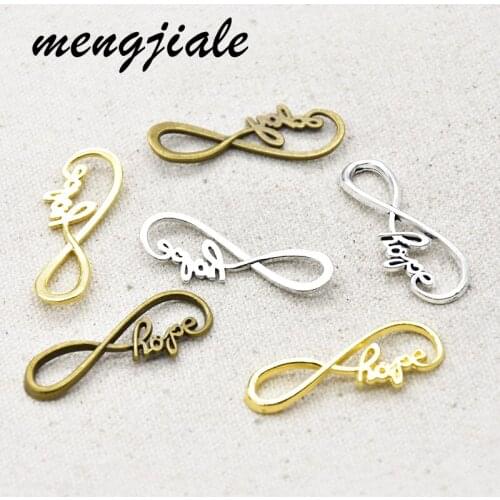 15pcs Three Color Infinity Hope Connector Charms Alloy Metal Pendants For DIY Jewelry Accessories Making Supplies 39*12mm