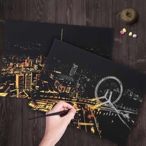 2Pcs Magic Color Scratch Art Doodle Pad Sand Painting Cards Early Educational Learning DIY Creative Drawing Toys For Kids 03104