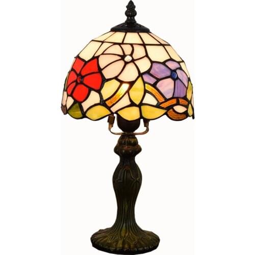 20CM American Rural creative Tiffanys stained glass Restaurant Bar bedroom small table lamp red wedding gift lighting 110v-240V