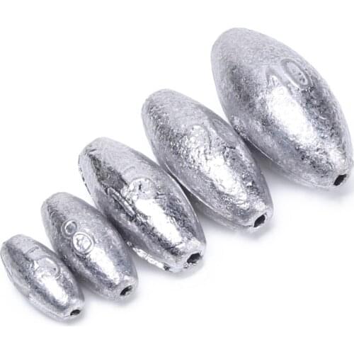 5pcs New Hollow plumb Olive shape Portable explosive hook Aluminum products Fishing Tackle Fishing Tools 3/5/8/10/15/20/30/40g