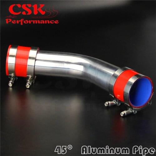 45 Degree 51mm 2" Aluminum Intercooler Piping pipe Tube hose + Silicone hose w/ T-clamps