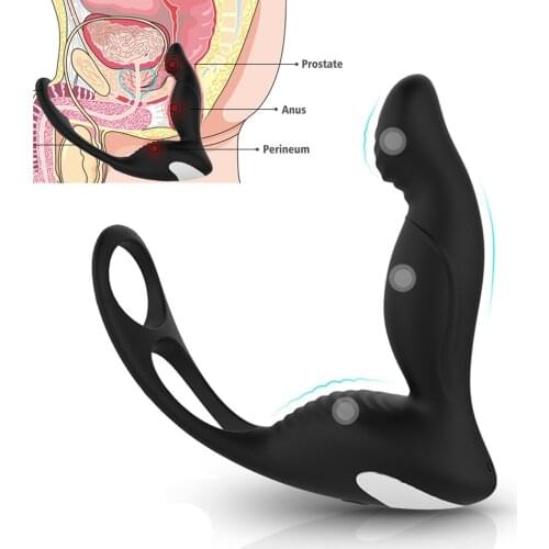 9 Speed Male Prostate Perineum Stimulator Dildo Vibrator Anal Plug Vibrating Penis Ball Ring Masturbator Adult Sex Toys for Men