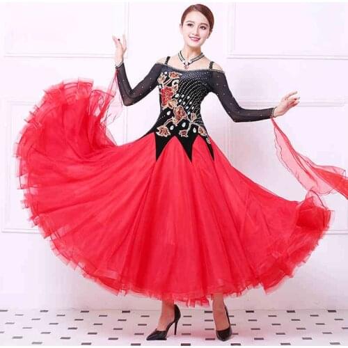 Ballroom Competition Dance Dresses Lady High Quality Custom Made Dance Dress Womens Red Standard Ballroom Dancing Dress