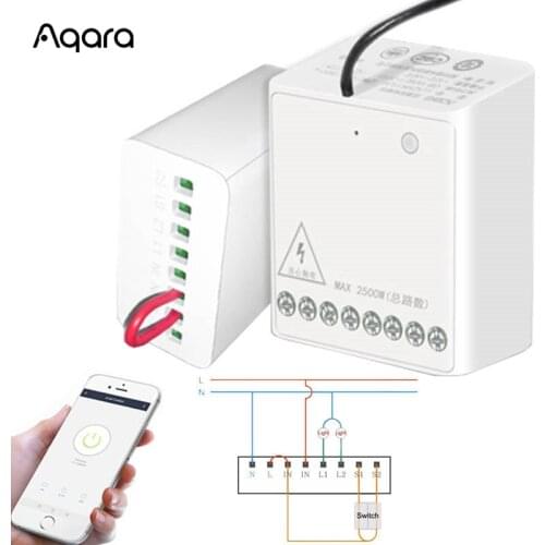 Aqara Two-way Relay LLKZMK11LM Two-way Control Module Wireless Relay Controller Work For smart home APP Home Kit Control Module