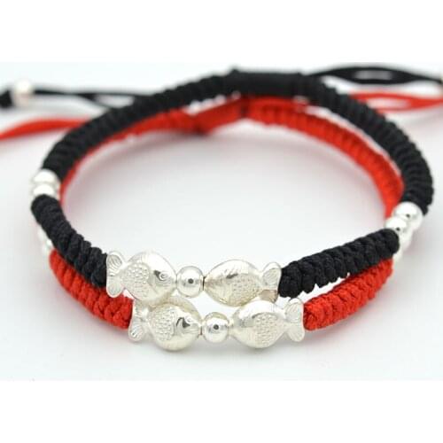 New Style Jewelry Rope Transport Lucky Bead Fish Bracelet 925 Sterling Silver Jewelry