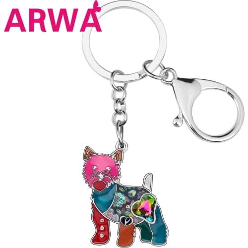 ARWA Enamel Lovely West Highland Terrier Dog Key Chains Animal Key Rings Jewelry For Lady Girl Teens Pet Lovers Gifts Decoration