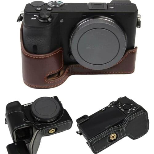 Genuine Real Leather Camera Case For SONY A6600 ILCE-6600 Half Body Cover With Battery Opening