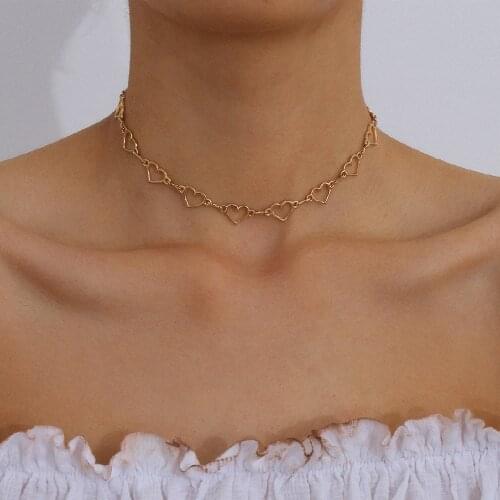 Korean Style Sweet Small Love Heart Choker Necklace For Women Girl Simple Minimalist Clavicle Chain Necklace Cute Jewelry Gift