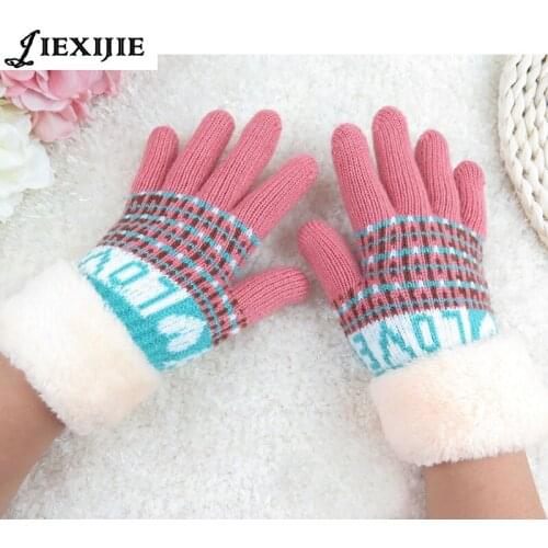 Childrens gloves lovely A variety of color All the gloves Double thickening gloves Add wool Cashmere gloves